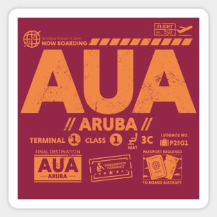 Vintage Aruba AUA Airport Code Travel Day Retro Travel Tag Sticker